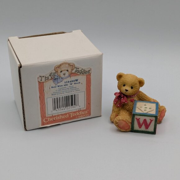 Cherished Teddies Bear with ABC "W" Block (158488W) 1995 - Picture 2 of 9